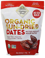 ORGANIC Pitted Dates (Deglet Nour) - Sunny Fruit 40oz Bulk Bag (2.5 lbs) | NO Added Sugars, Sulfurs or Preservatives | NON-GMO, VEGAN, HALAL & KOSHER