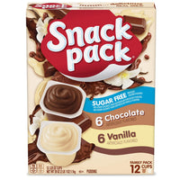 Snack Pack Sugar-Free Pudding Chocolate and Vanilla Family Pack, 12 Count