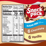 Snack Pack Sugar-Free Pudding Chocolate and Vanilla Family Pack, 12 Count