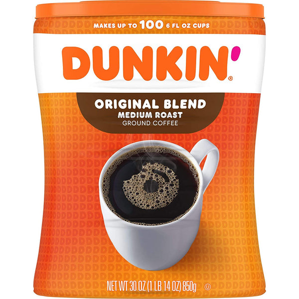 Dunkin' Original Blend Medium Roast Ground Coffee Canister, 30 Ounces