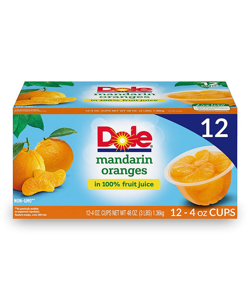 Dole Fruit Bowls, Mandarin Oranges in 100% Fruit Juice, 4oz, 12 cups